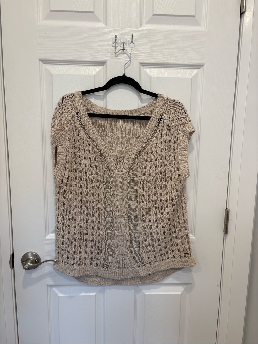 Temperance Beige Knit Openwork Sweater Vest #1272